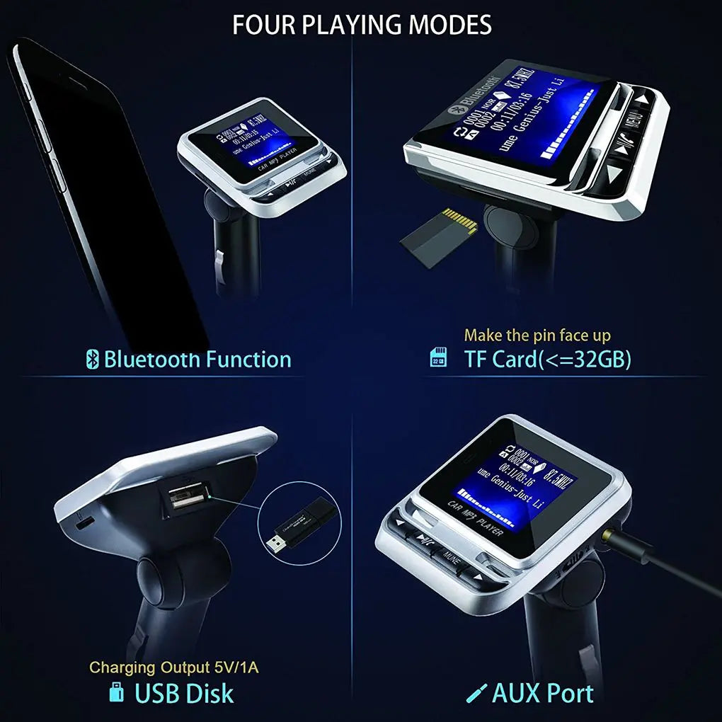 Émetteur FM Bluetooth Voiture – Lecteur MP3 Mains Libres Écran LCD Chargeur USB 12-24V – CLEVI Paris