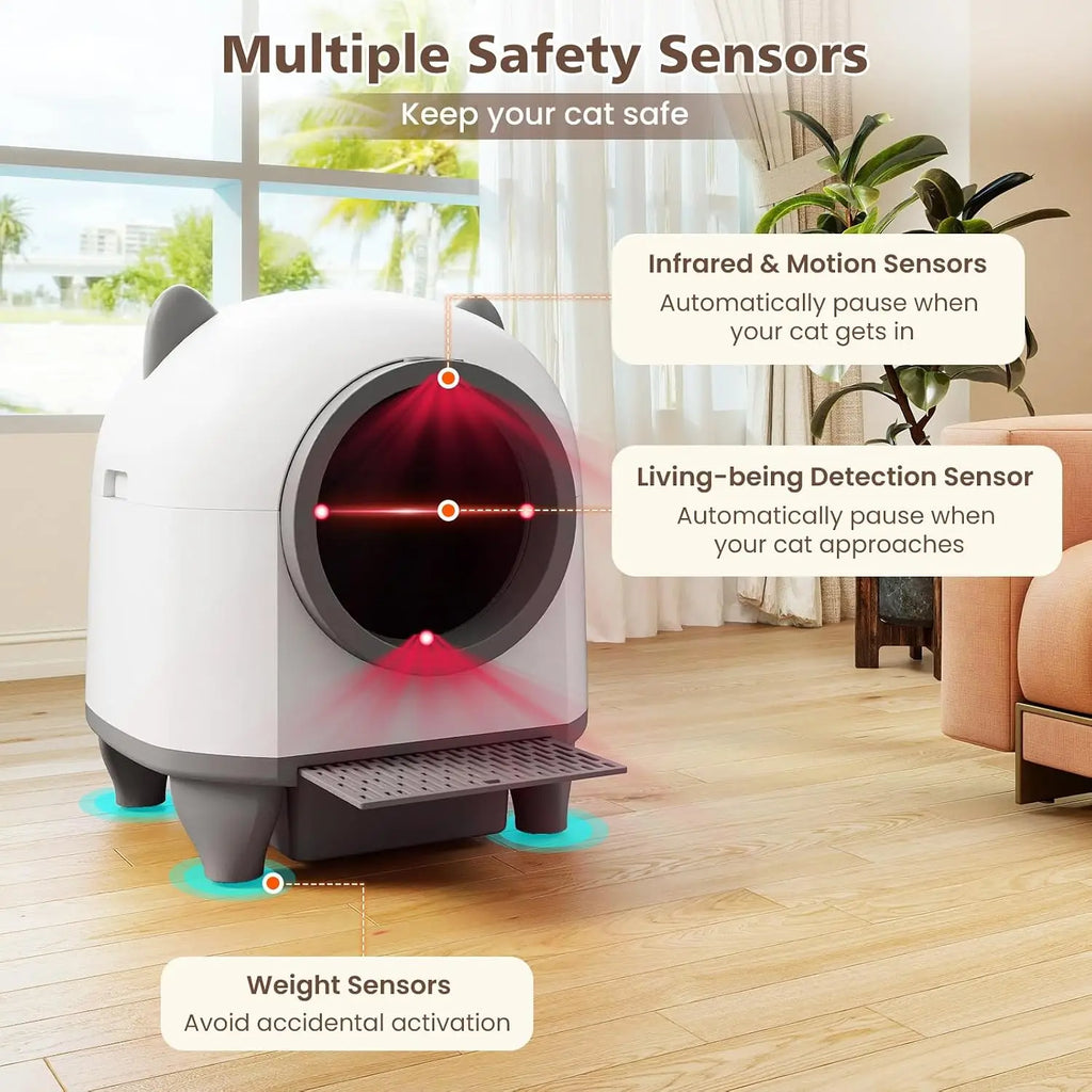 Litière autonettoyante connectée 80 L pour chat – CLEVI Paris