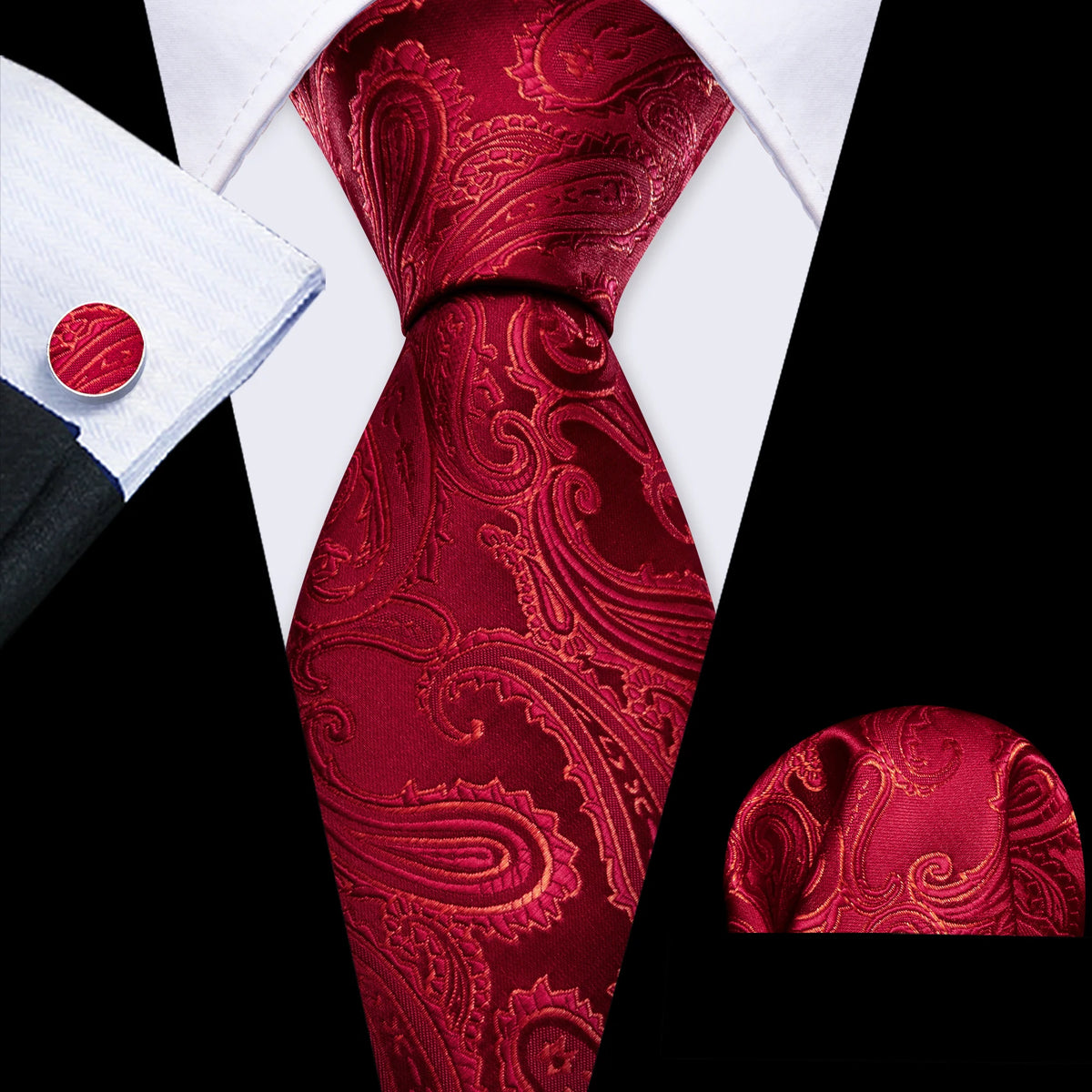 Coffret cravate homme paisley, pochette et boutons – CLEVI Paris