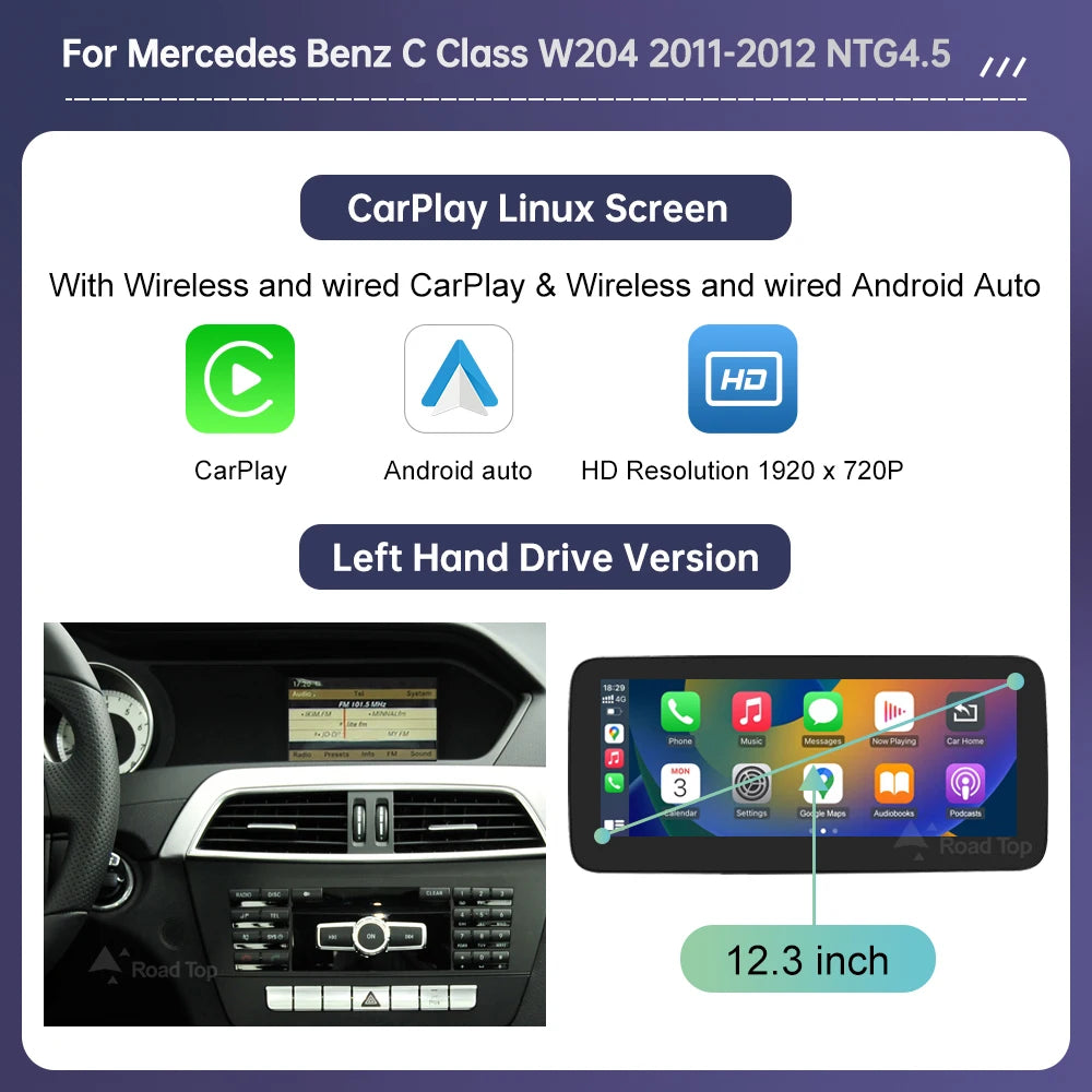 Écran CarPlay Mercedes W204 NTG4.5 – CLEVI Paris