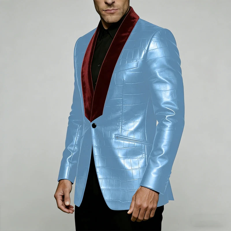 Blazer homme effet crocodile, col contrasté – CLEVI Paris