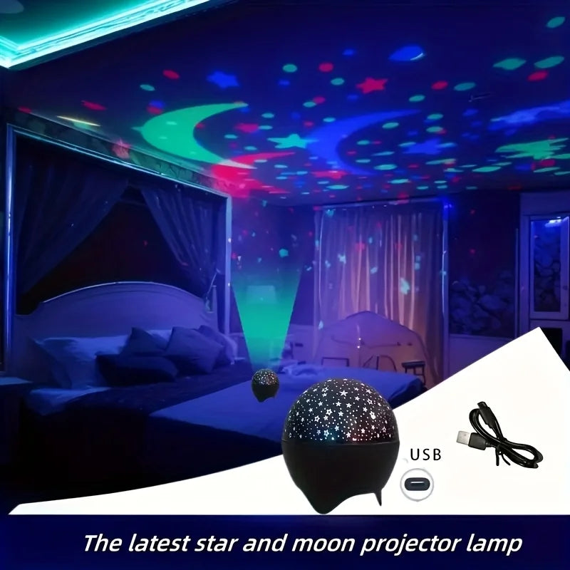 Projecteur Lune Ciel Étoilé LED UOSU – 7 Modes Couleurs, Synchronisation Musicale & USB – CLEVI Paris