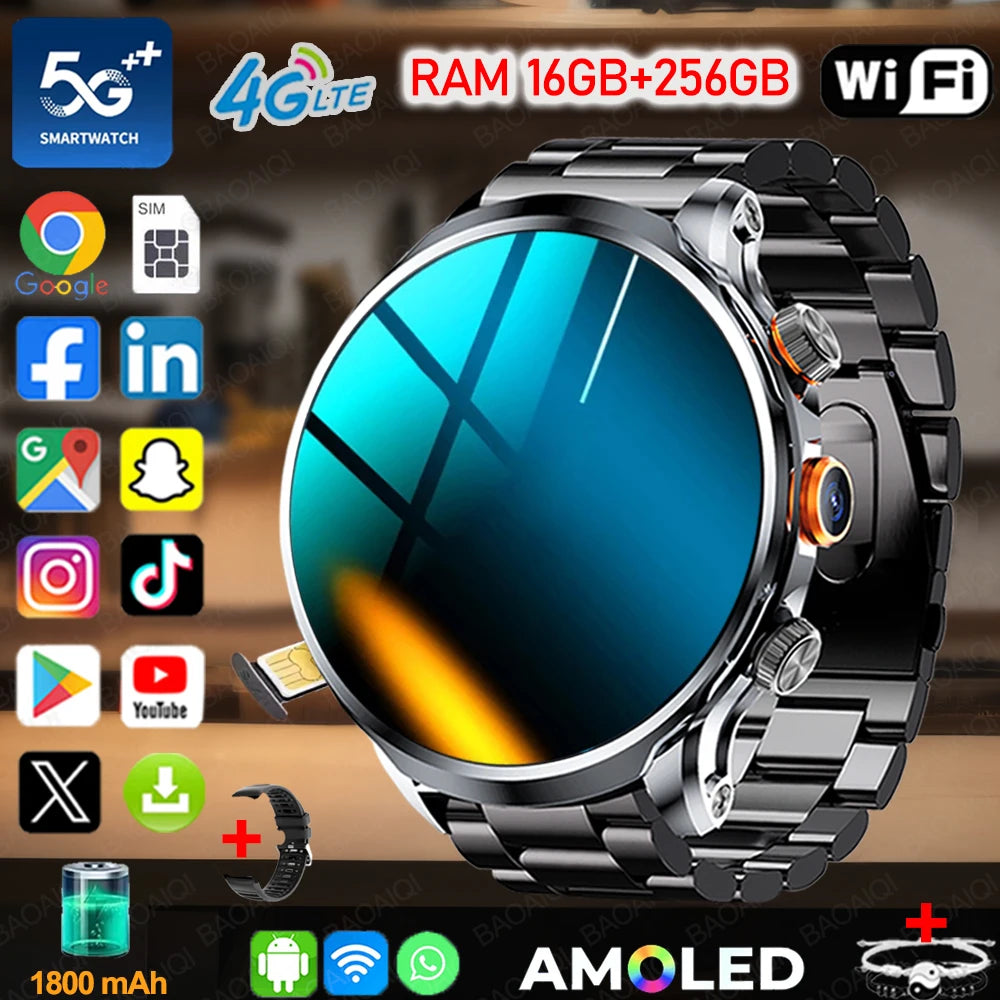 Montre Connectée 4G Android Écran Rond 1,95" Acier – CLEVI Paris