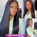 Perruque Glueless Bone Straight Cheveux Humains Brésiliens Remy – Fermeture 4x4 / 5x5 Sans Colle – CLEVI Paris
