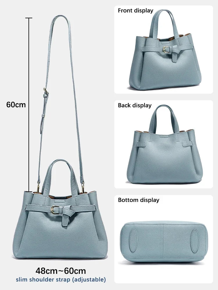 Sac Seau Femme Cuir Véritable Rivets Fermeture Zip – CLEVI Paris