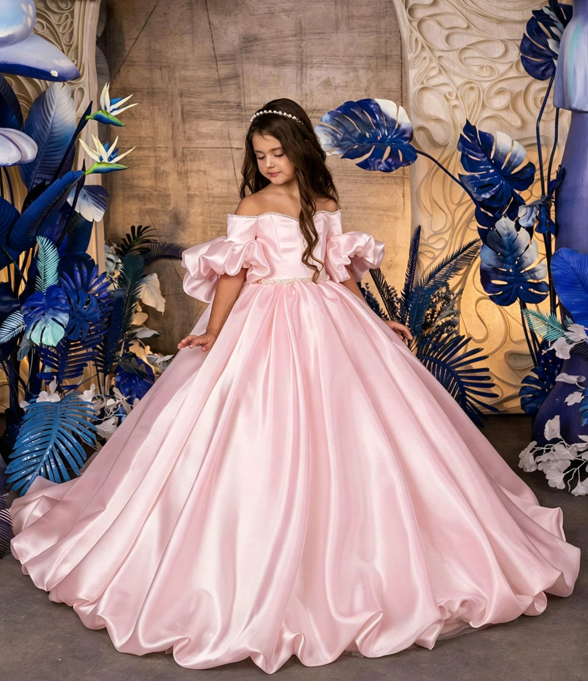 Robe cérémonie fille en satin ZHJ – CLEVI Paris
