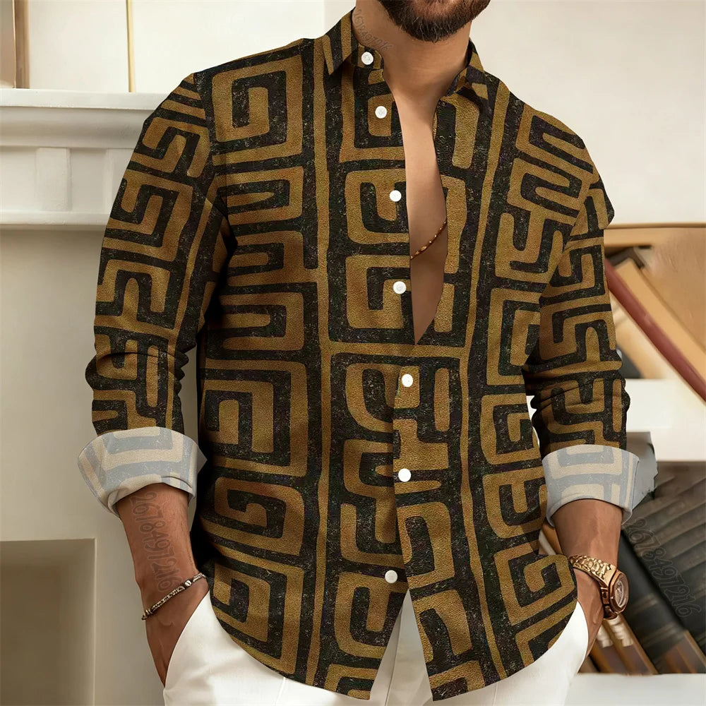 Chemise imprimée homme manches longues – CLEVI Paris