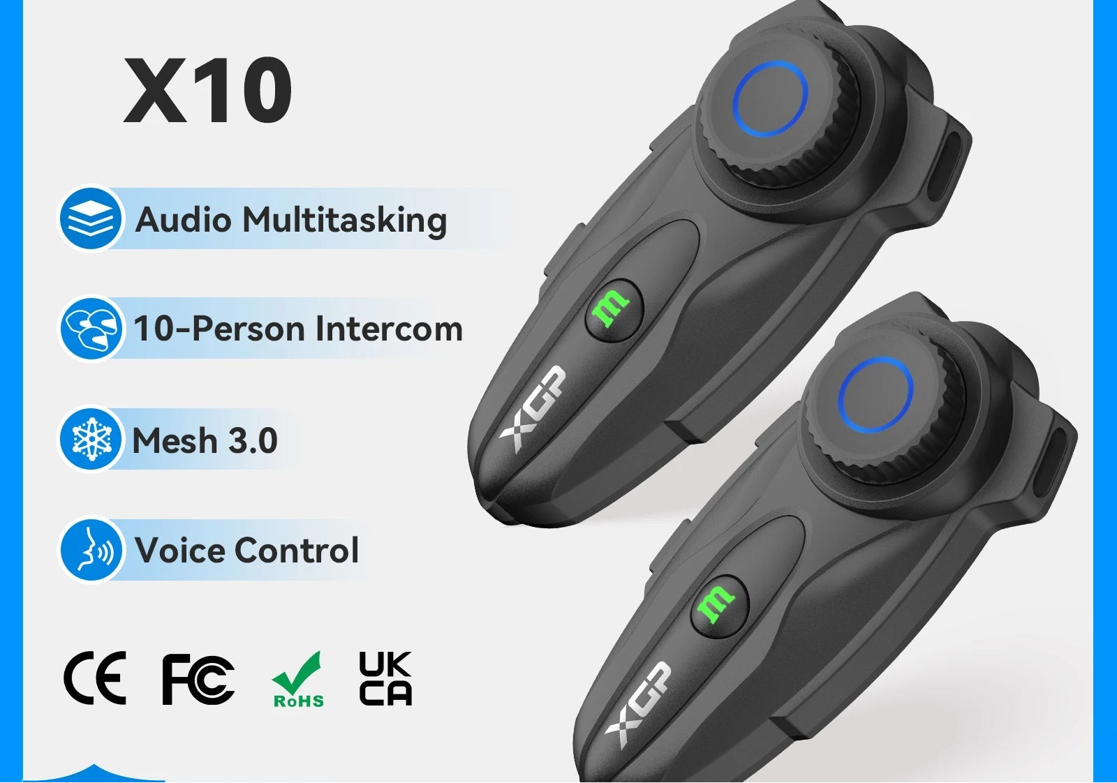 Intercom Moto XGP X10 Bluetooth 5.3 IP67 10 Riders – CLEVI Paris