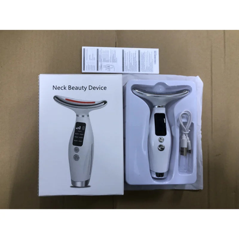 Masseur Cou & Visage LED 7 Couleurs | Lifting, Anti-Rides & Vibrations 7 Modes