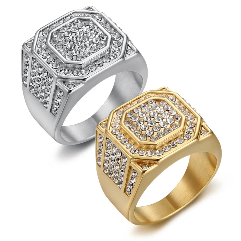 Bague Homme Carrée Zircone Acier Inoxydable 17 mm – CLEVI Paris