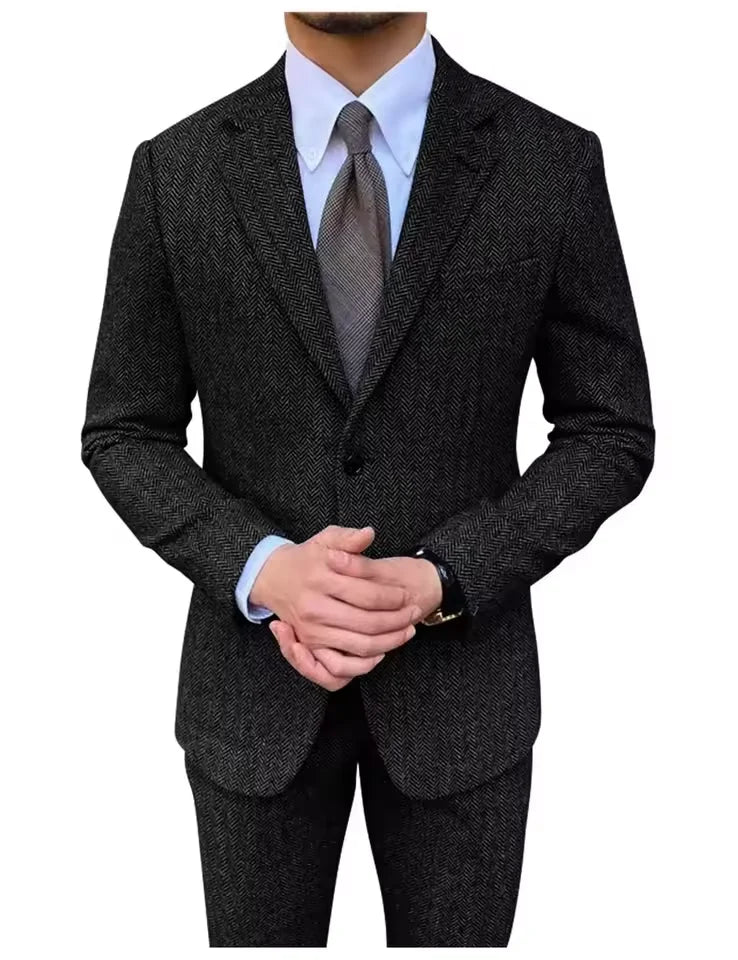Costume homme 3 pièces classique à chevrons – CLEVI Paris