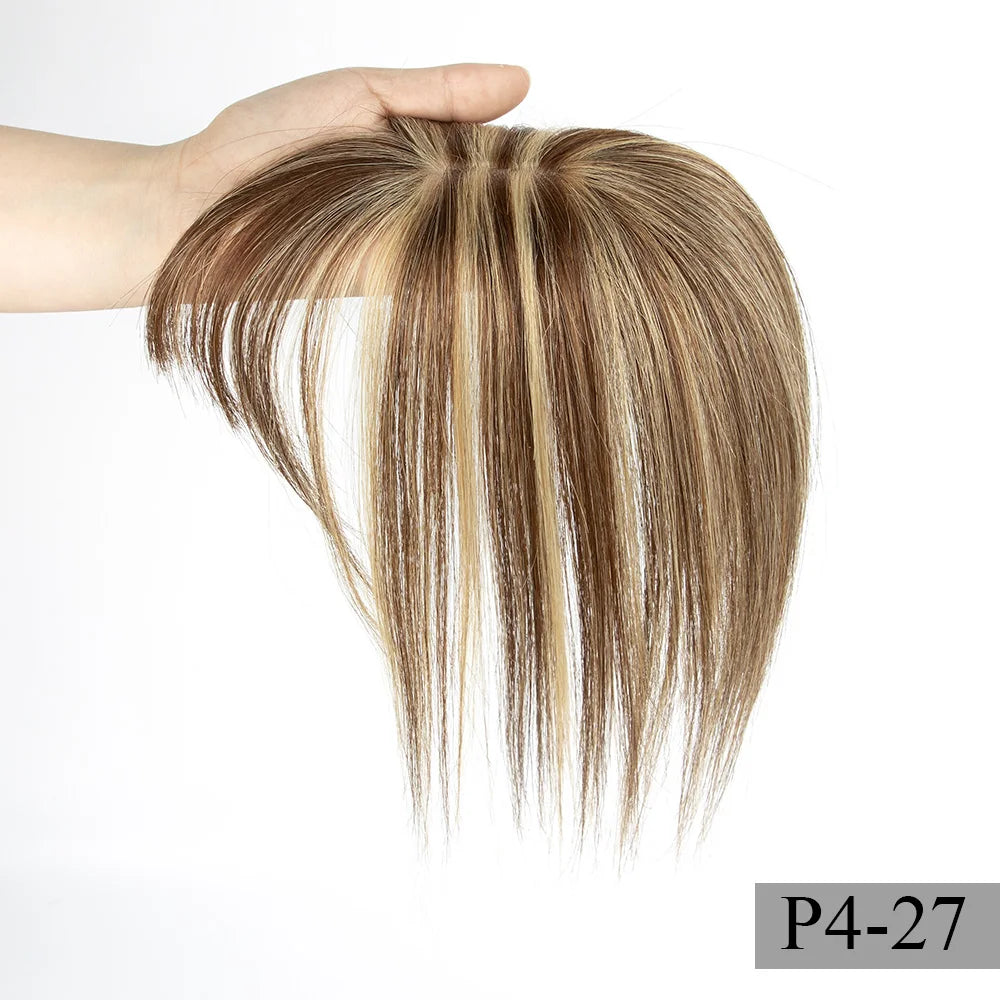 Topper Capillaire Femme avec Frange Cheveux Humains Remy Base 5x9cm Clips – CLEVI Paris