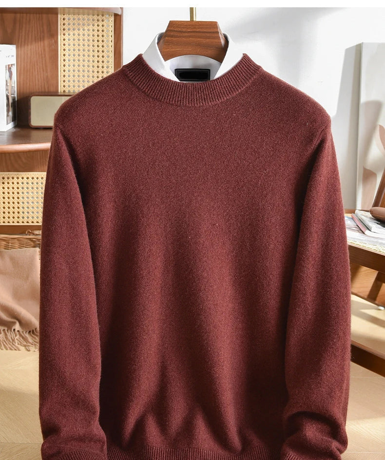Pull homme en cachemire uni col rond – CLEVI Paris
