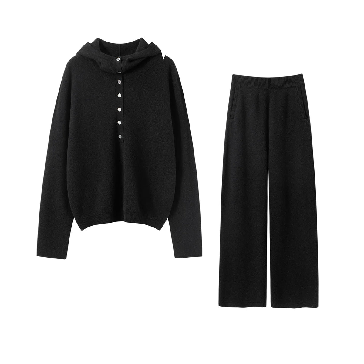 Ensemble pull à capuche et pantalon cachemire – CLEVI Paris