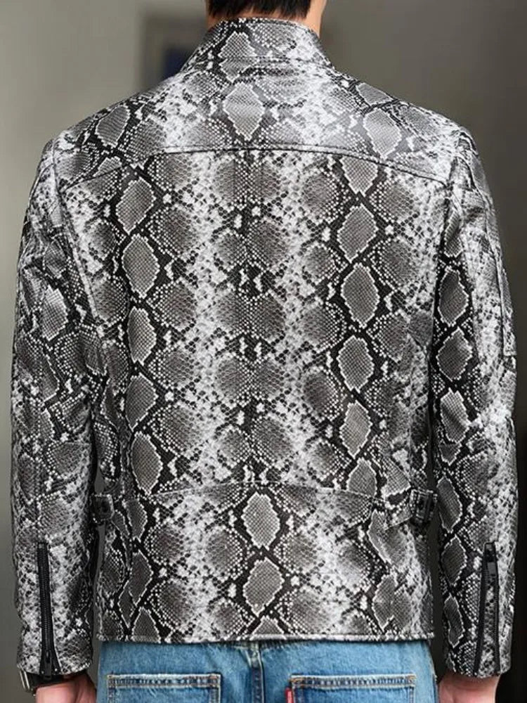 Blouson homme en cuir motif serpent – CLEVI Paris