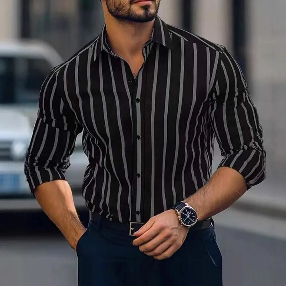 Chemise homme business rayée en soie – CLEVI Paris