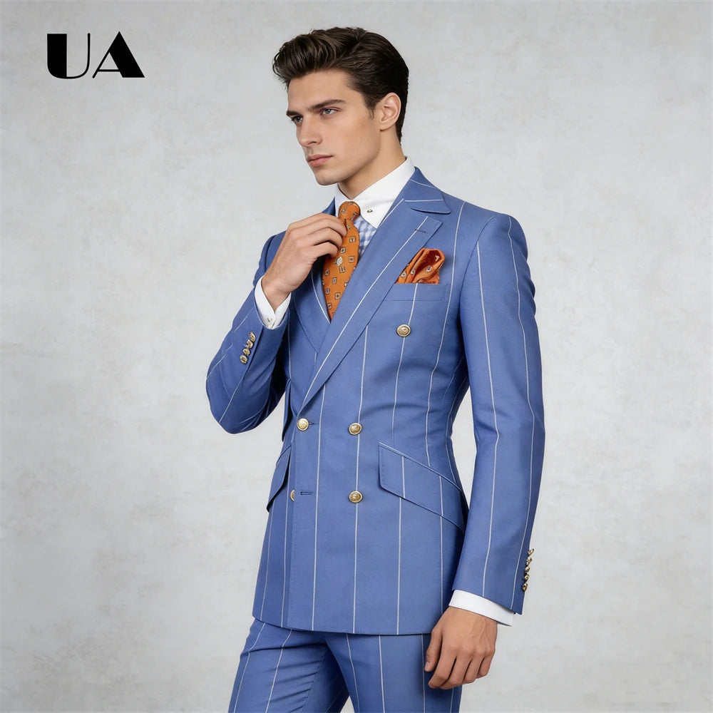 Costume Homme Bleu à Carreaux 2 Pièces – CLEVI