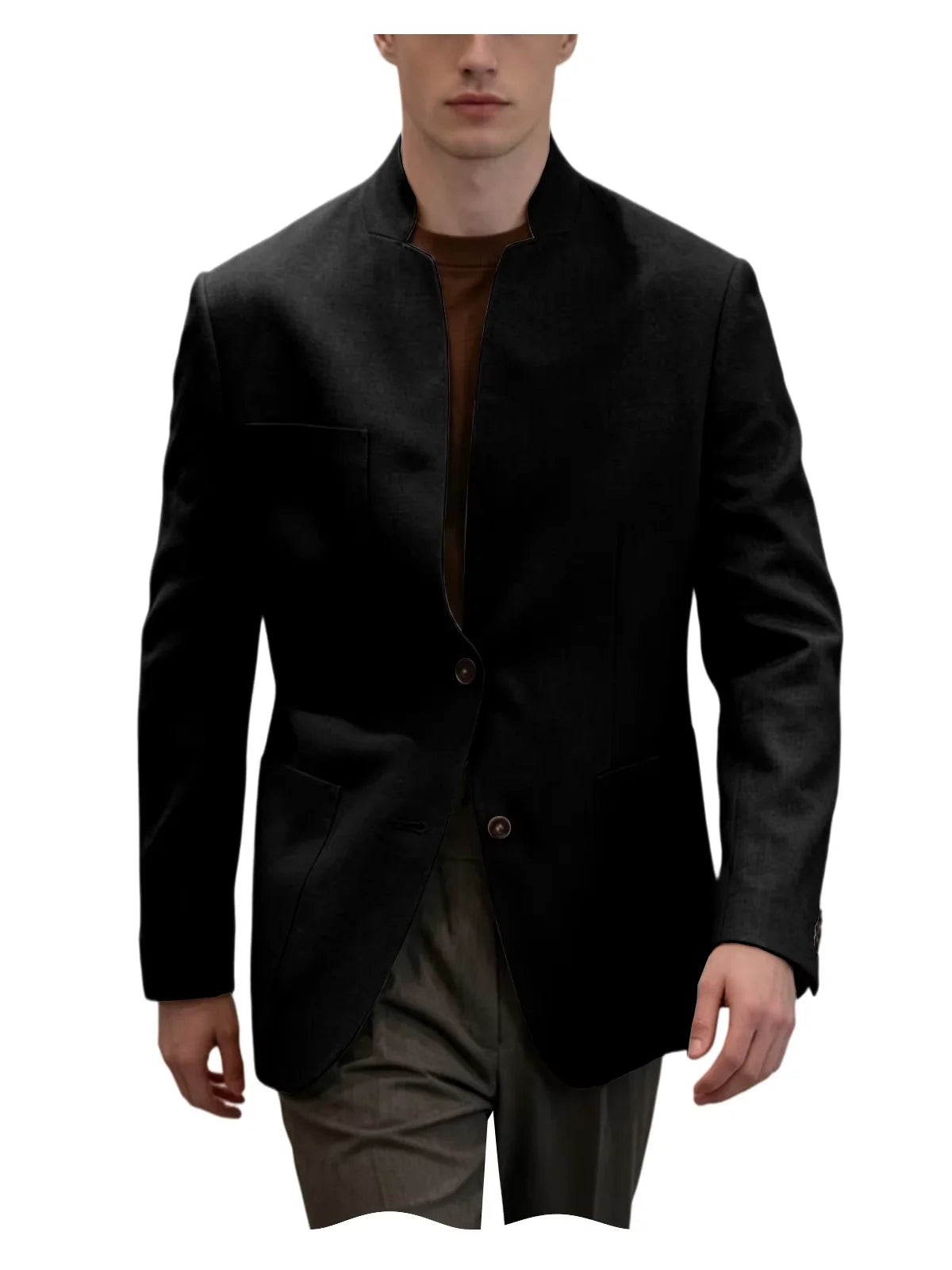 Blazer Lin Homme Col Mandarin – CLEVI Paris