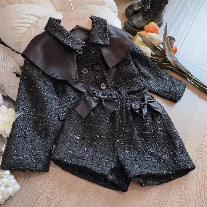 Ensemble fille noir veste et jupe courte – CLEVI Paris