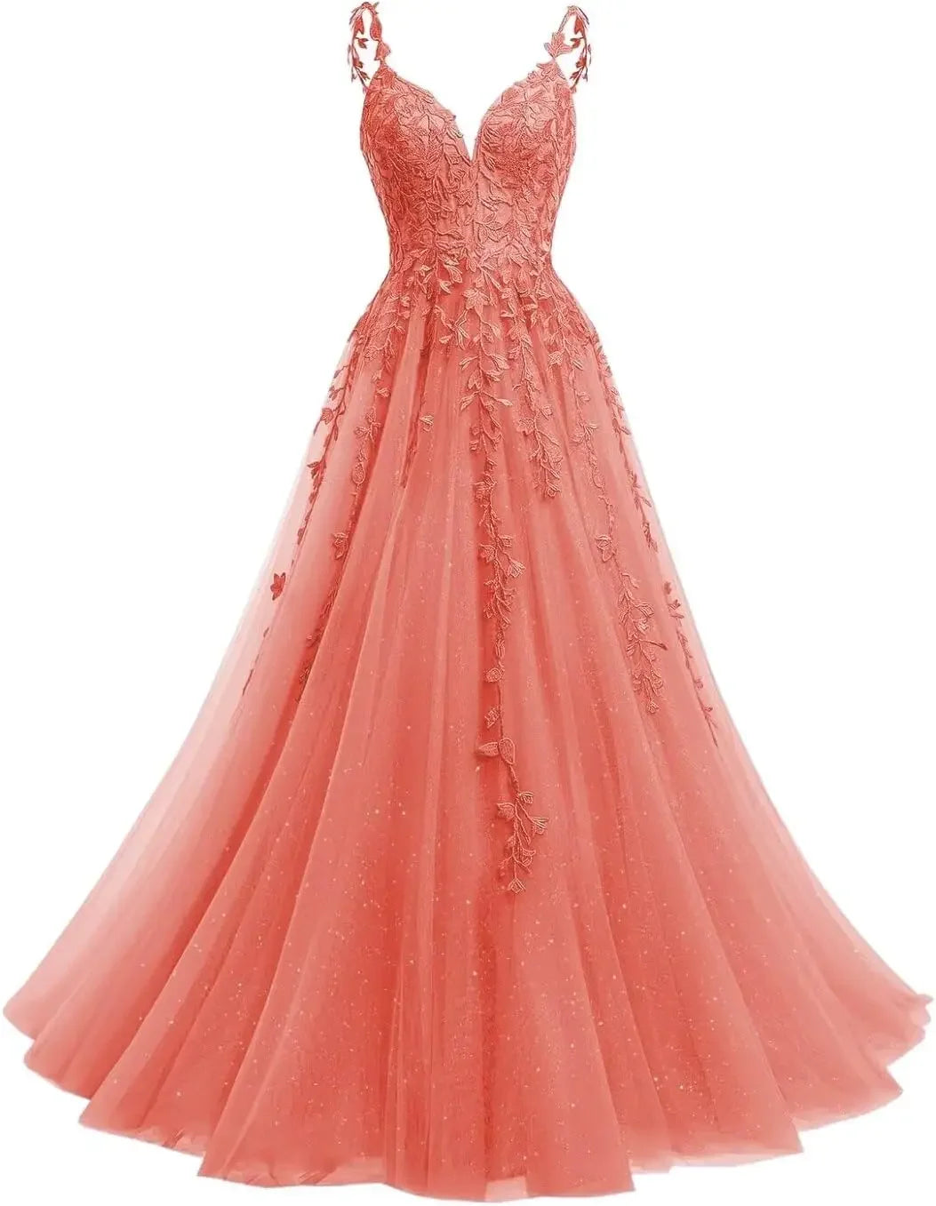Robe de mariée en dentelle ligne A col V – CLEVI Paris