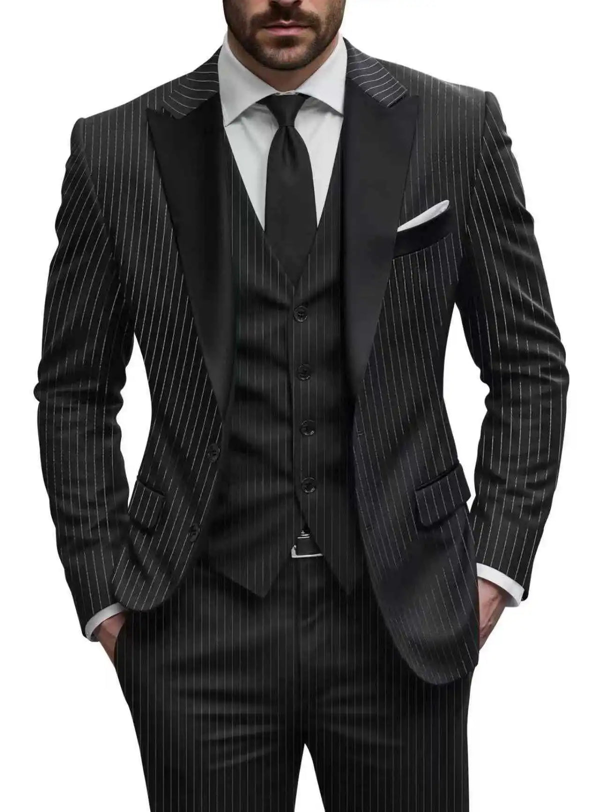 Costume 3 Pièces Rayé Homme Slim Fit – CLEVI Paris