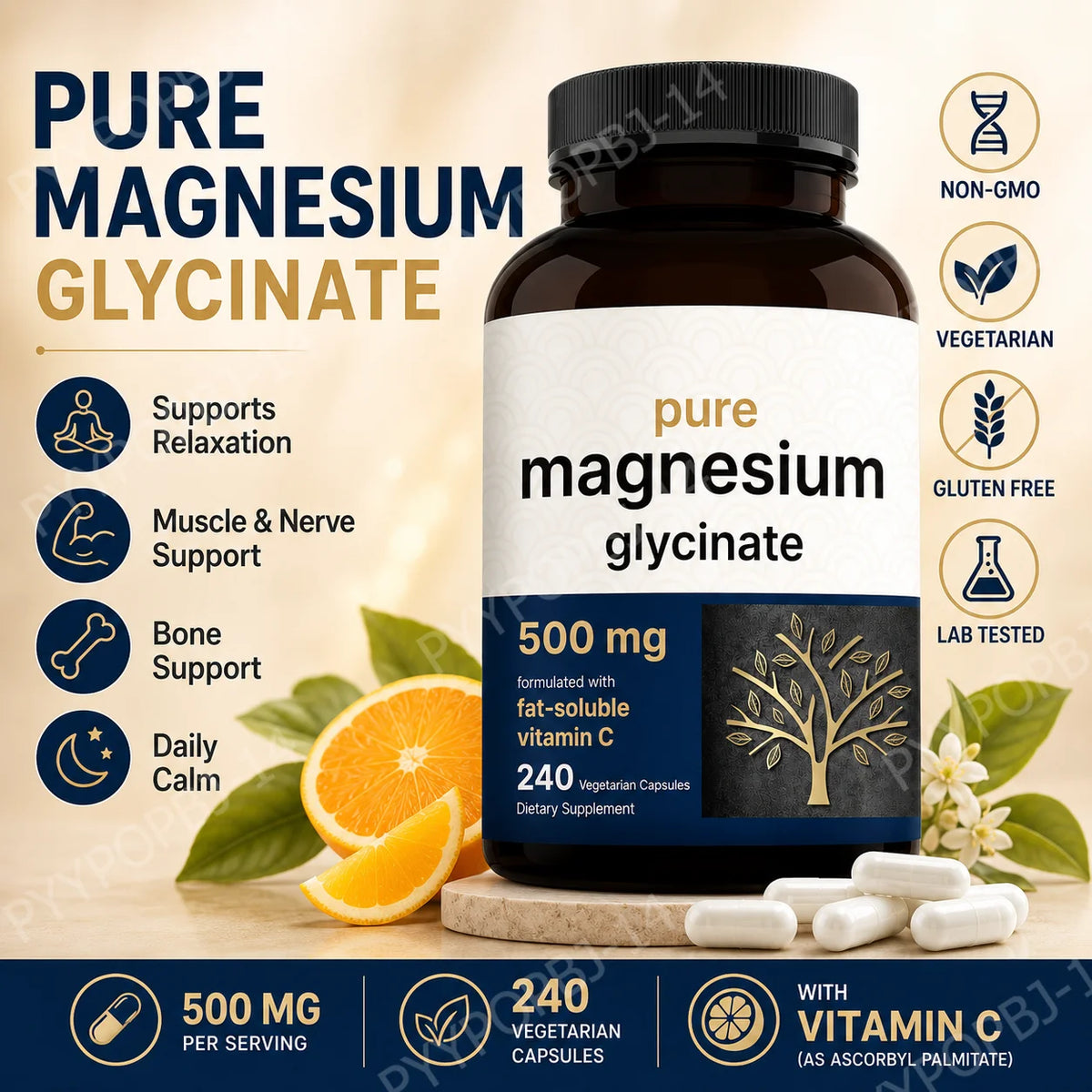 Glycinate de magnésium et vitamine C – CLEVI Paris