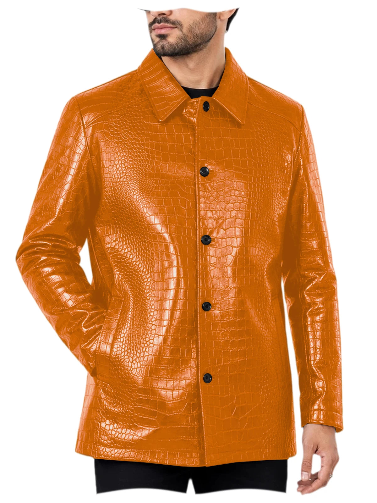 Blazer homme simili cuir motif crocodile – CLEVI Paris