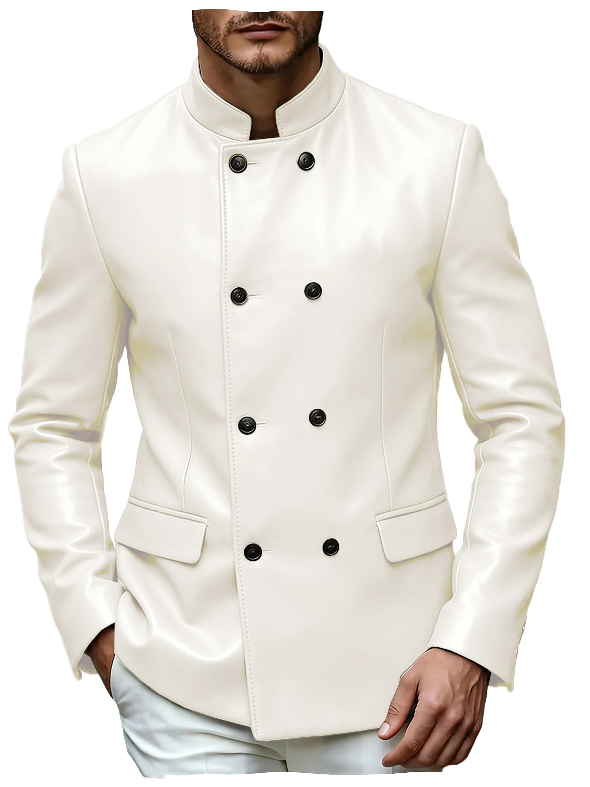 Blazer homme en similicuir, col montant – CLEVI Paris