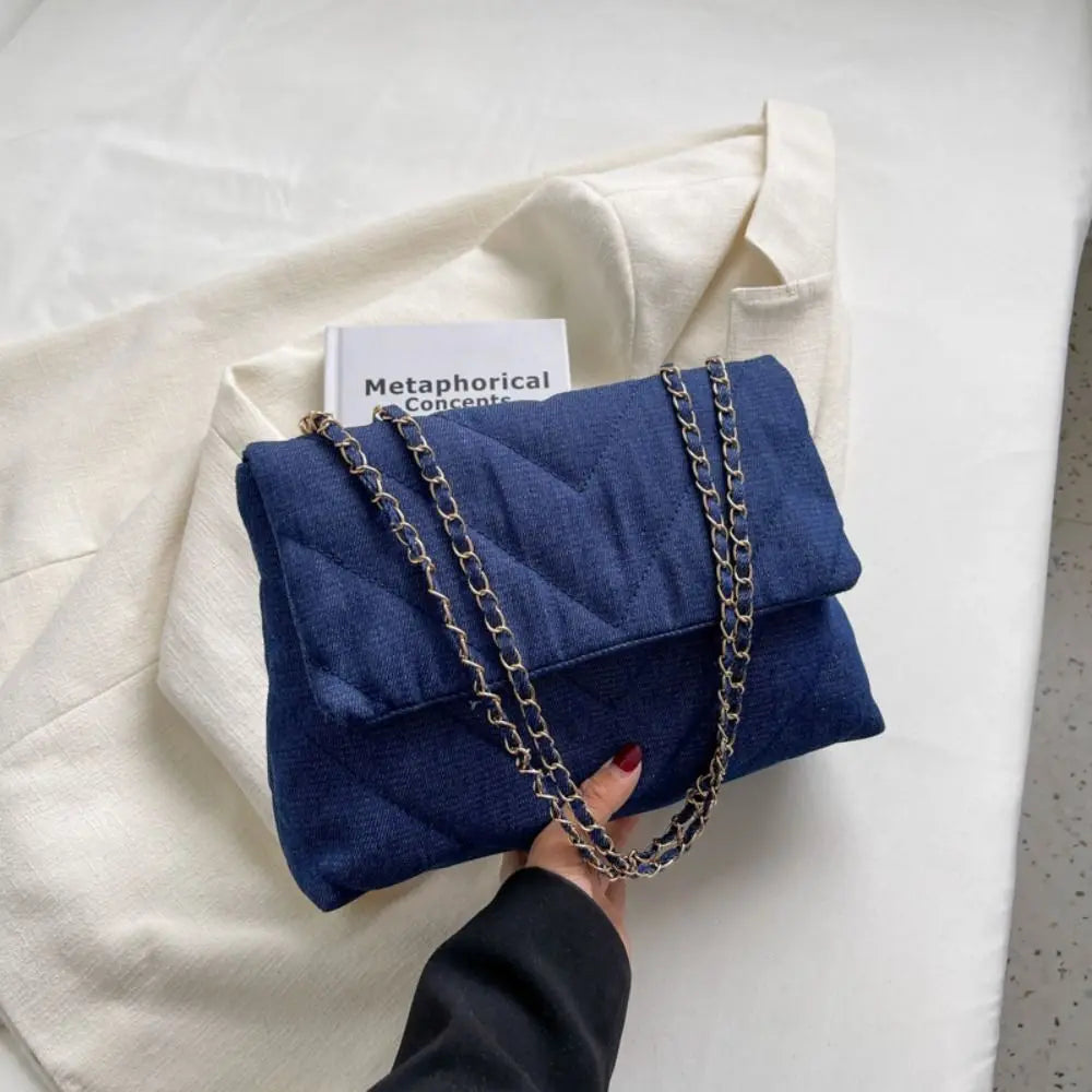 Sac baguette femme en toile, trois bleus – CLEVI Paris