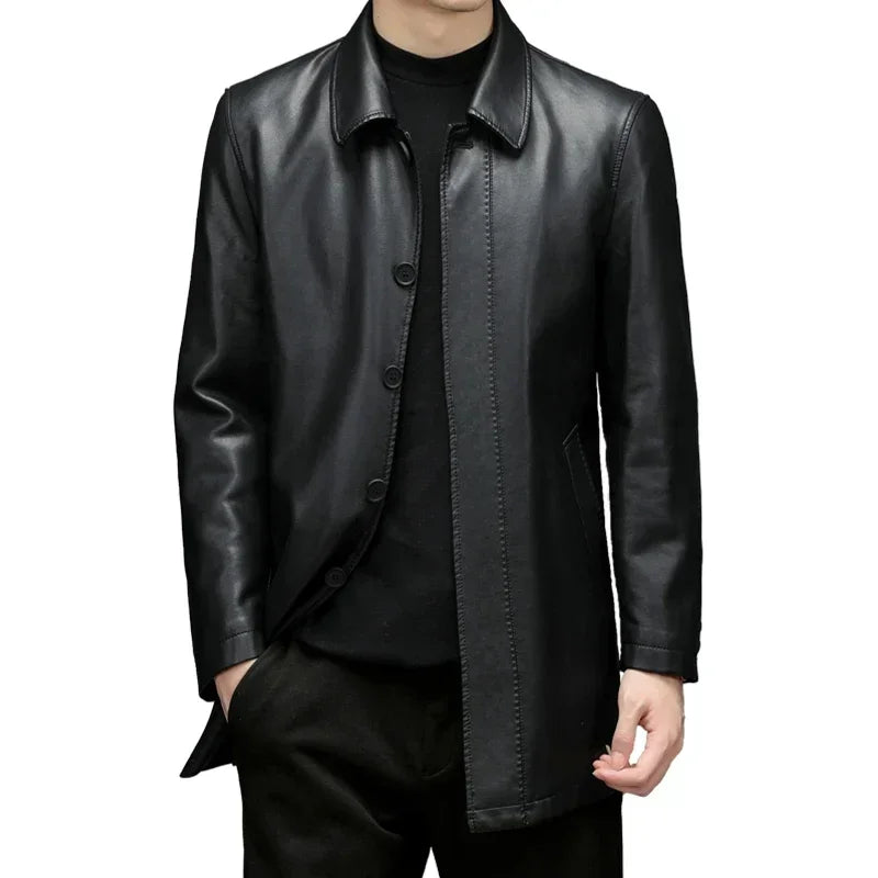 Veste mi-longue homme en croûte de cuir – CLEVI Paris
