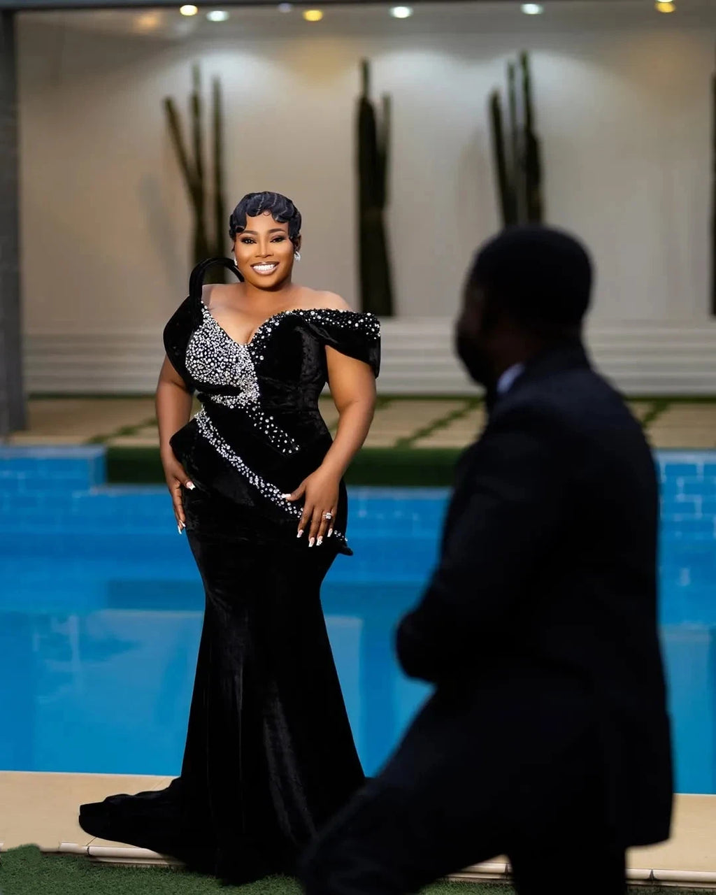 Robe de soirée sirène en velours – CLEVI Paris