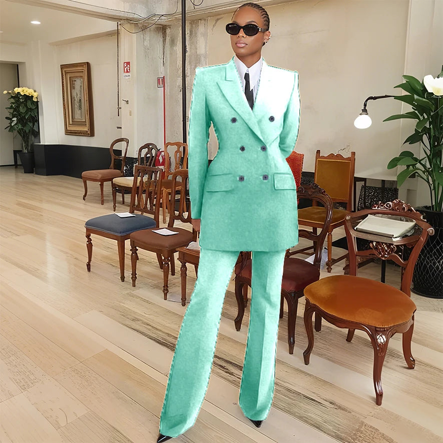 Tailleur femme blazer et pantalon évasé – CLEVI Paris