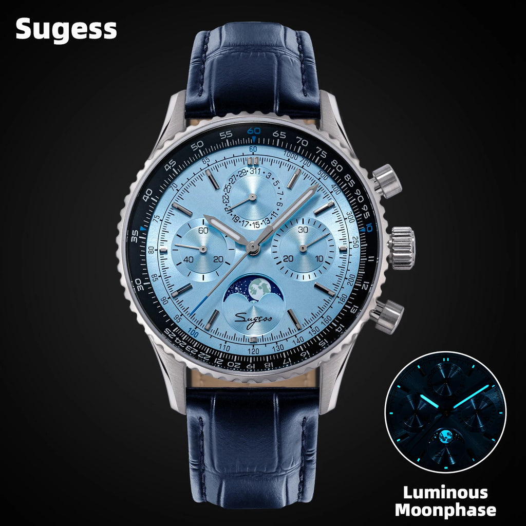Montre Homme Chronographe Phase de Lune Sugess S468 Cal.ST1908 Swanneck – CLEVI Paris