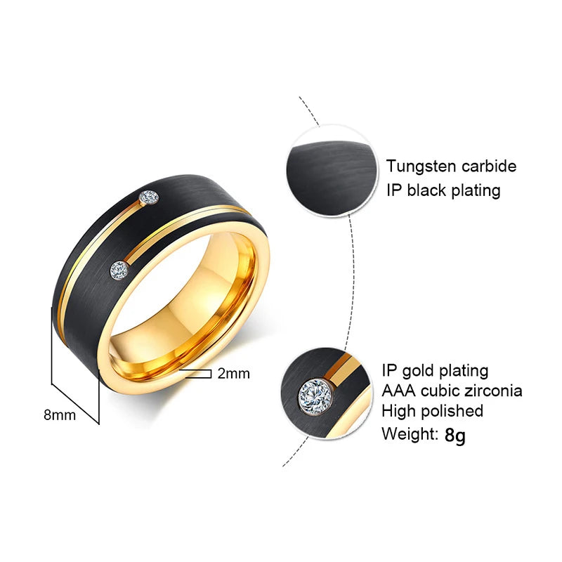 Bague Unisexe Acier Noir et Or, Gravure – CLEVI Paris