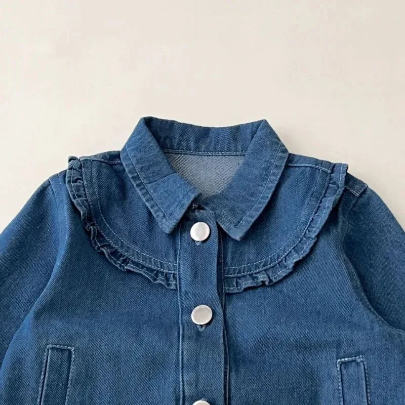 Veste en jean fille à volants – CLEVI Paris