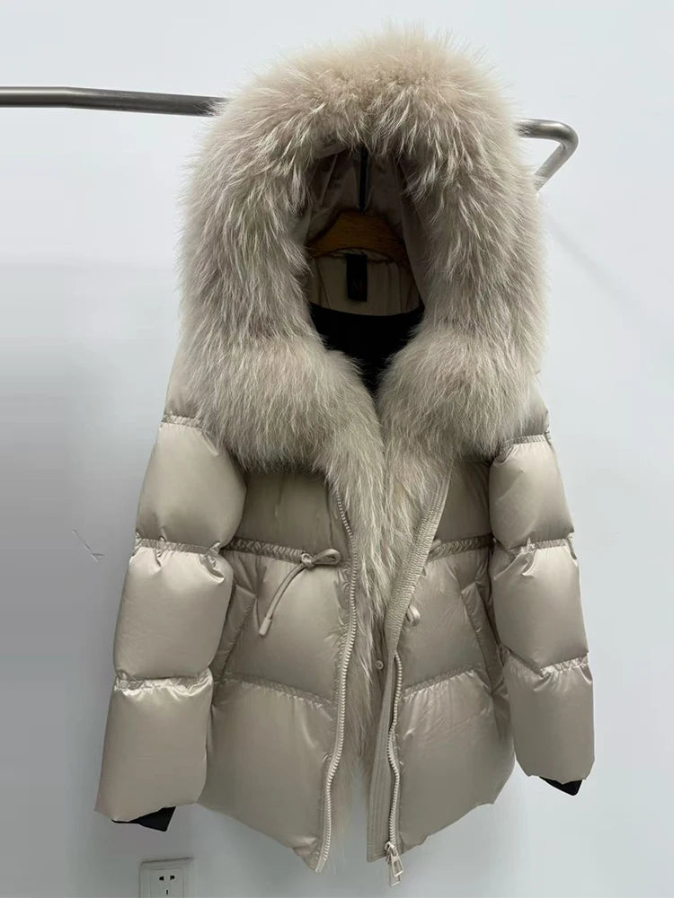 Parka duvet femme à capuche et fourrure – CLEVI Paris