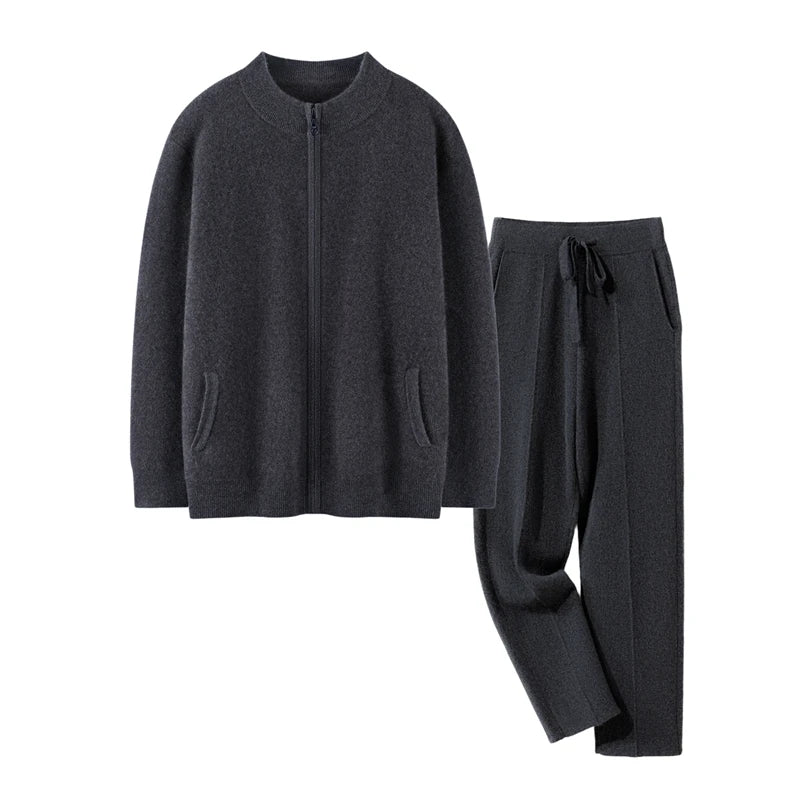Ensemble homme cachemire cardigan et pantalon – CLEVI Paris