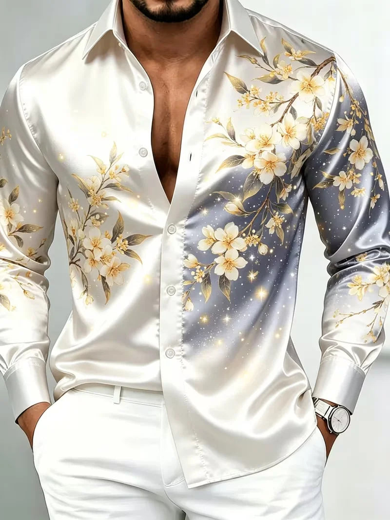 Chemise homme satinée ciel étoilé – CLEVI Paris