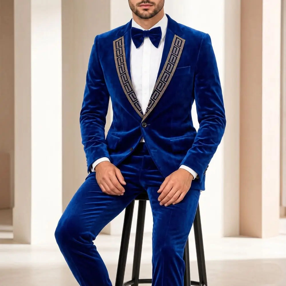 Smoking Homme Velours Perlé 2 Pièces – CLEVI Paris