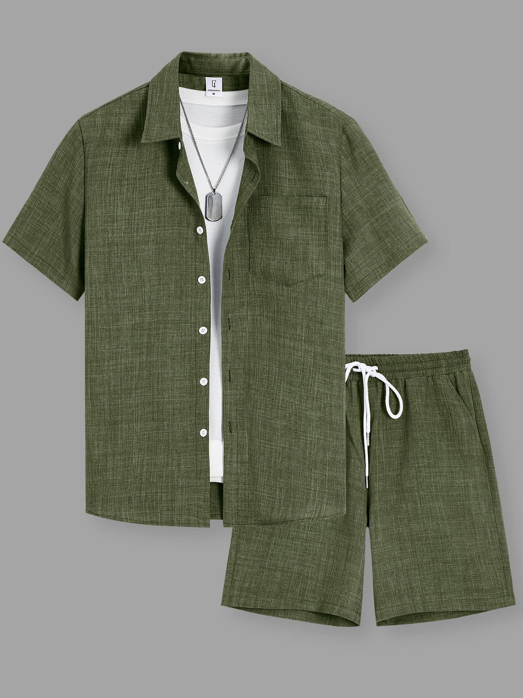 Ensemble Deux Pièces Homme Chemise + Short Lin Casual – CLEVI Paris