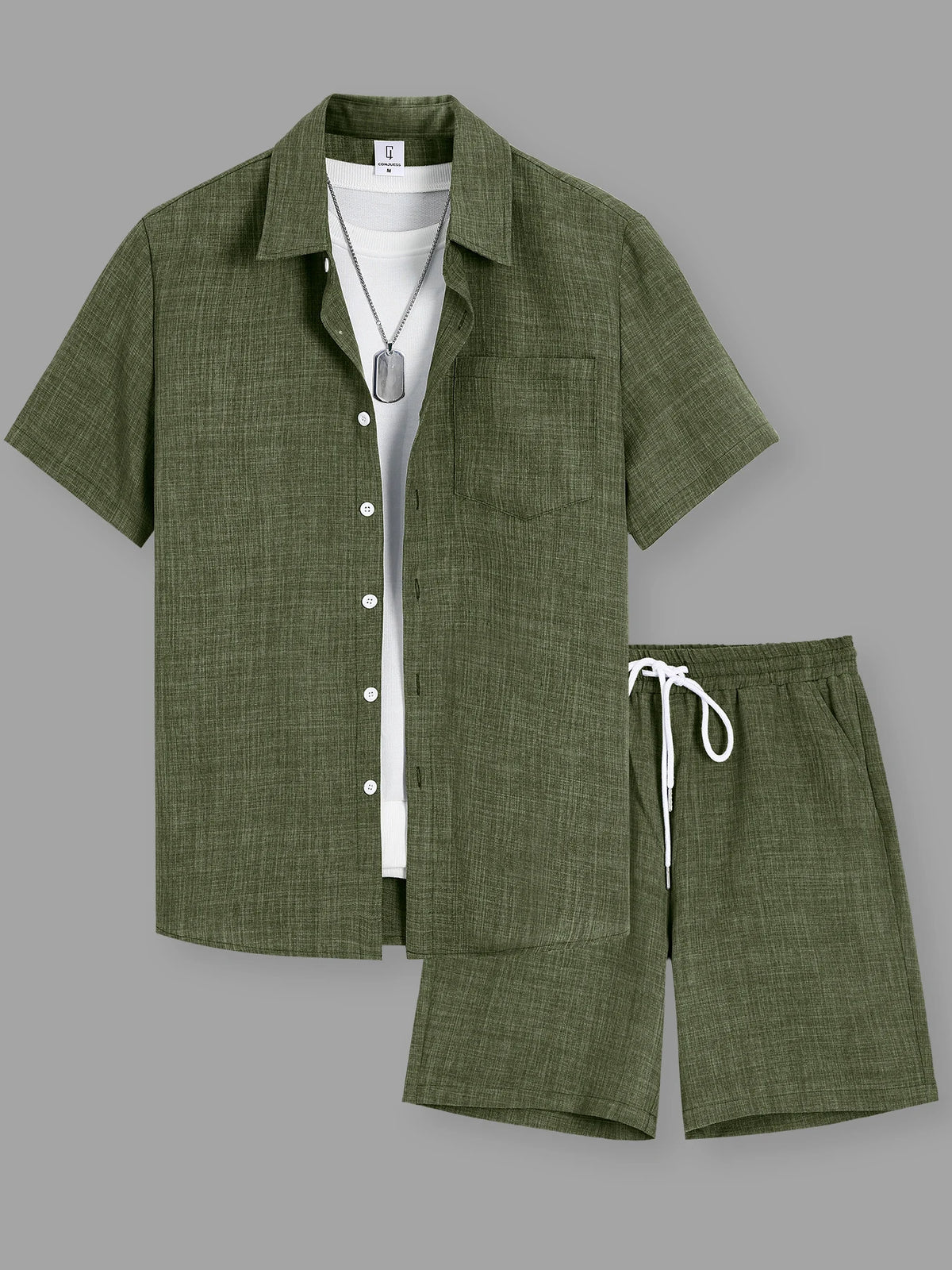 Ensemble Deux Pièces Homme Chemise + Short Lin Casual – CLEVI Paris