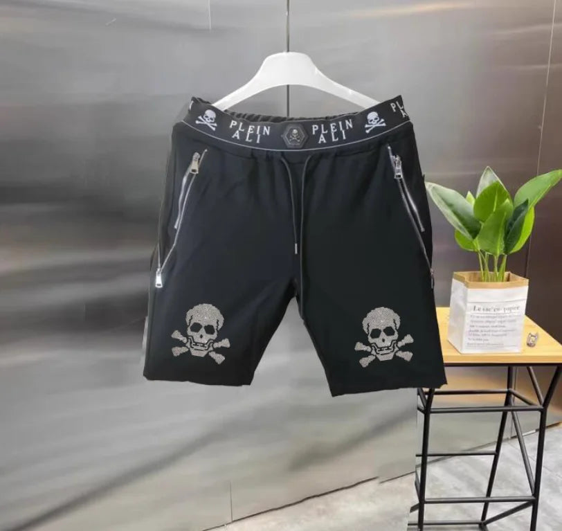 Short Homme Casual Strass Luxe PLEIN ALI – Hip Hop Coupe Ample Cordon – 27 Coloris, S à XXXL – CLEVI Paris