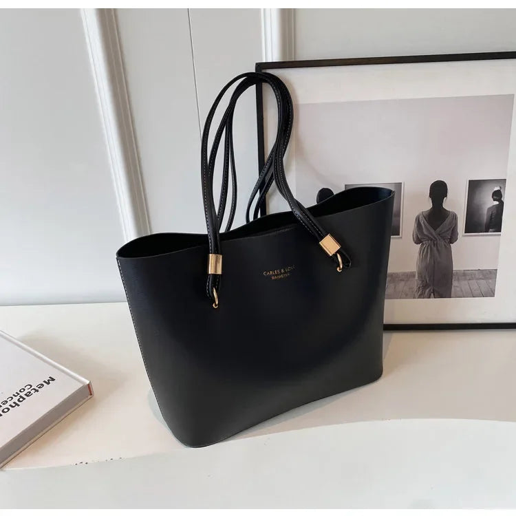 Grand Sac Épaule PU Femme Style Classique 37x12x25cm 600g Décor Lettres – CLEVI Paris