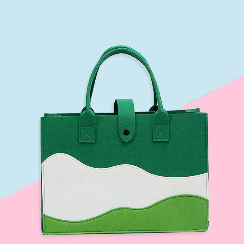 Tote Bag Feutre Femme Motif Montagne 35x25cm – CLEVI Paris