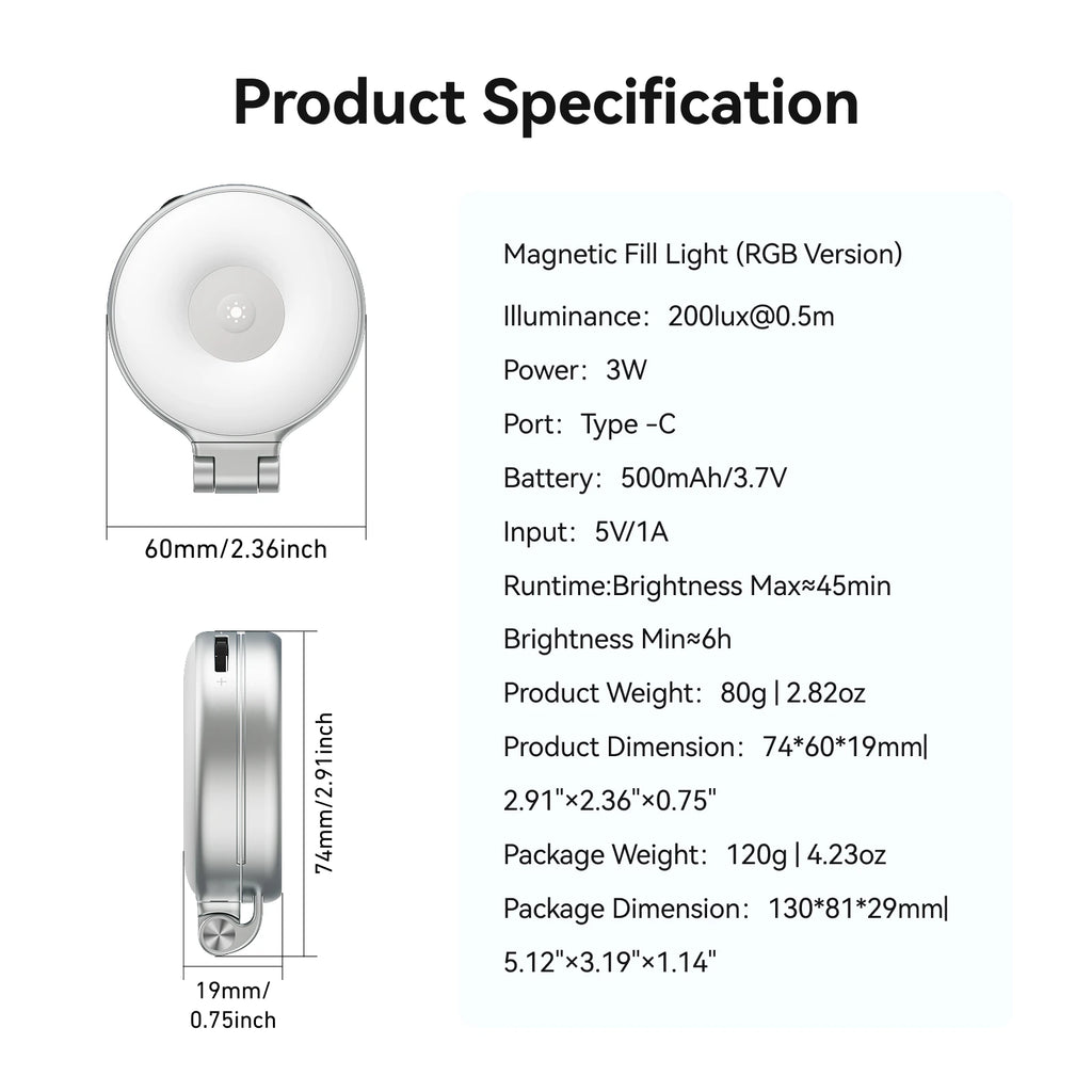 Lampe selfie RGB magnétique TELESIN – CLEVI Paris