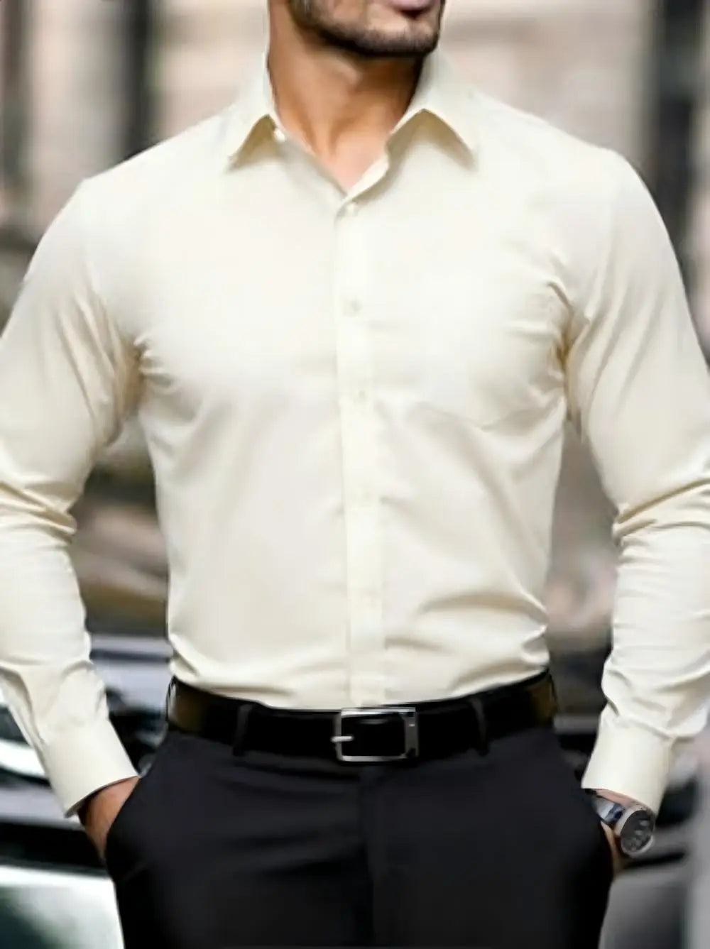 Chemise homme business unie en soie – CLEVI Paris