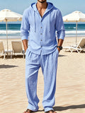 Ensemble 2 Pièces Homme Été – Chemise Oversize à Capuche Boutonnée + Pantalon Large Élastique – 6 Coloris, S à 3XL – CLEVI Paris