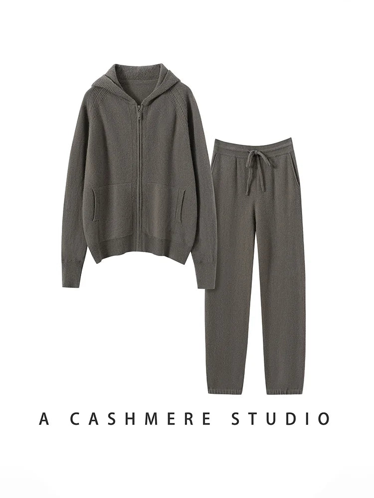 Ensemble cachemire femme, cardigan zippé – CLEVI Paris