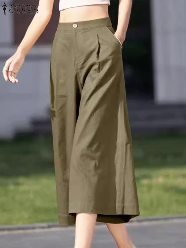 Pantalon Femme Taille Haute Jambe Large Plissé Casual Style Coréen Toutes Saisons – CLEVI Paris