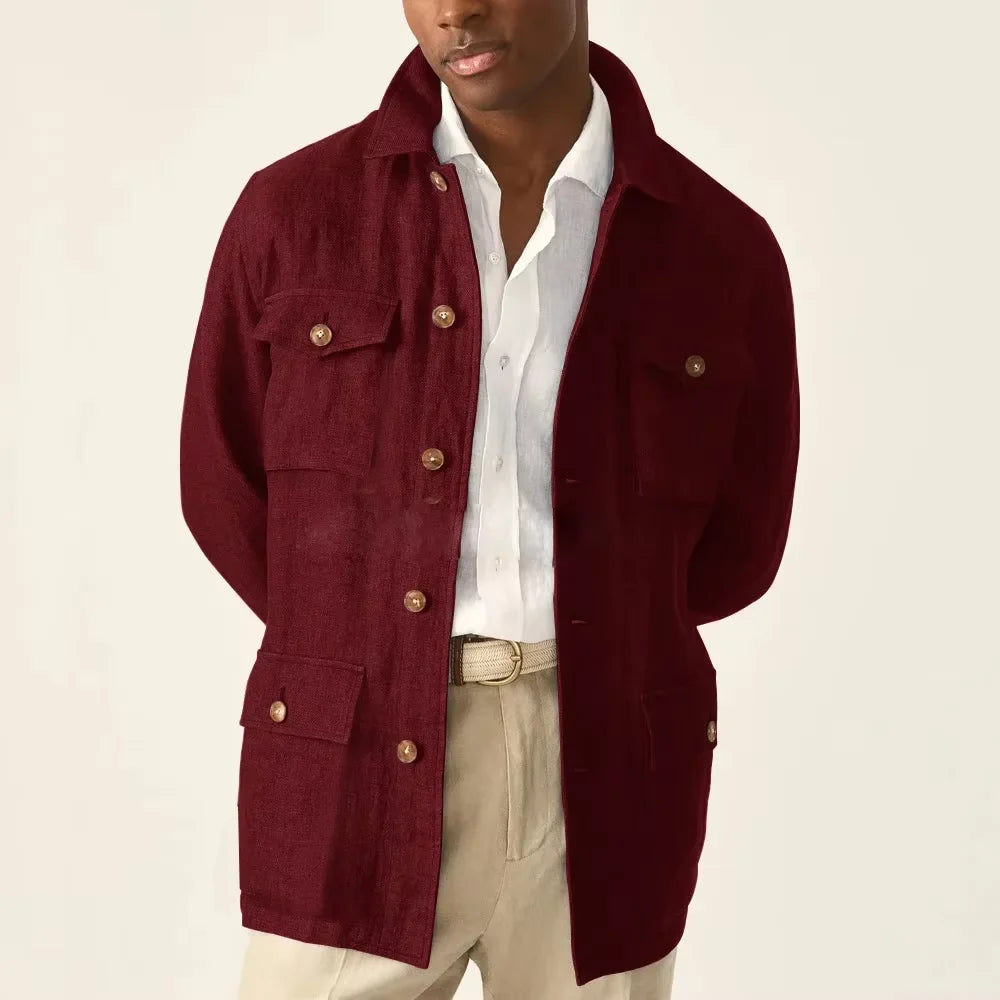 Veste safari homme en lin décontractée – CLEVI Paris